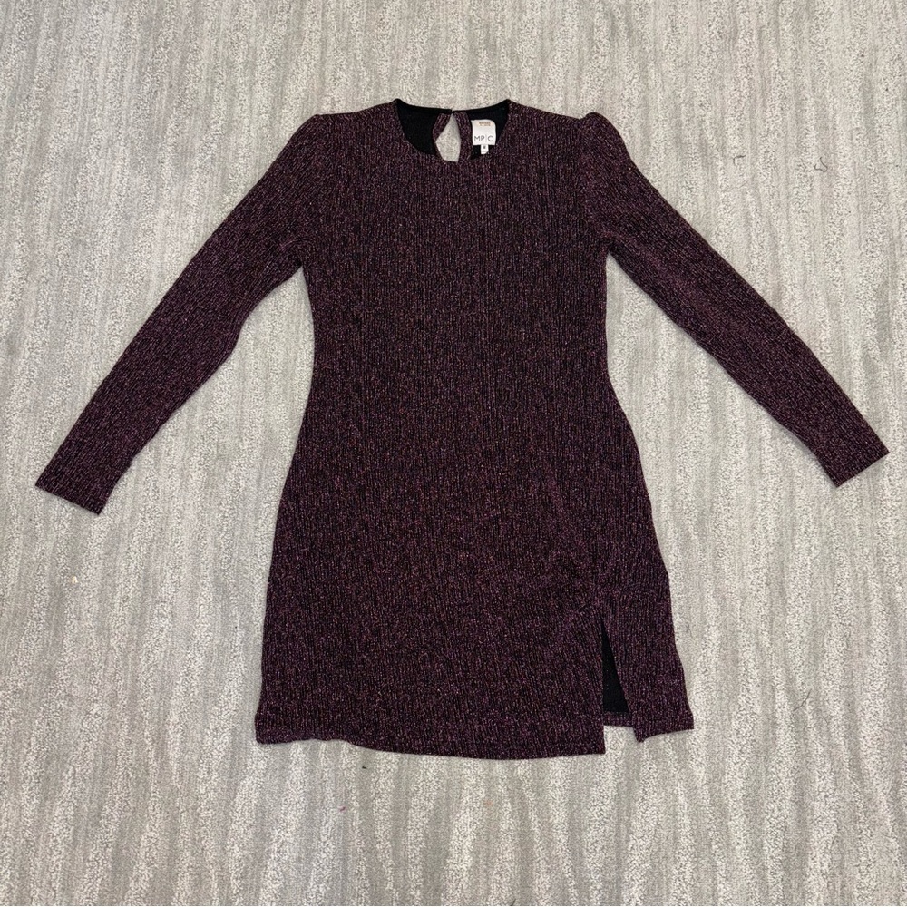 Revolve MPC Women’s Black & Pink Sparkle Long Sleeve Knit Mini Dress Size M